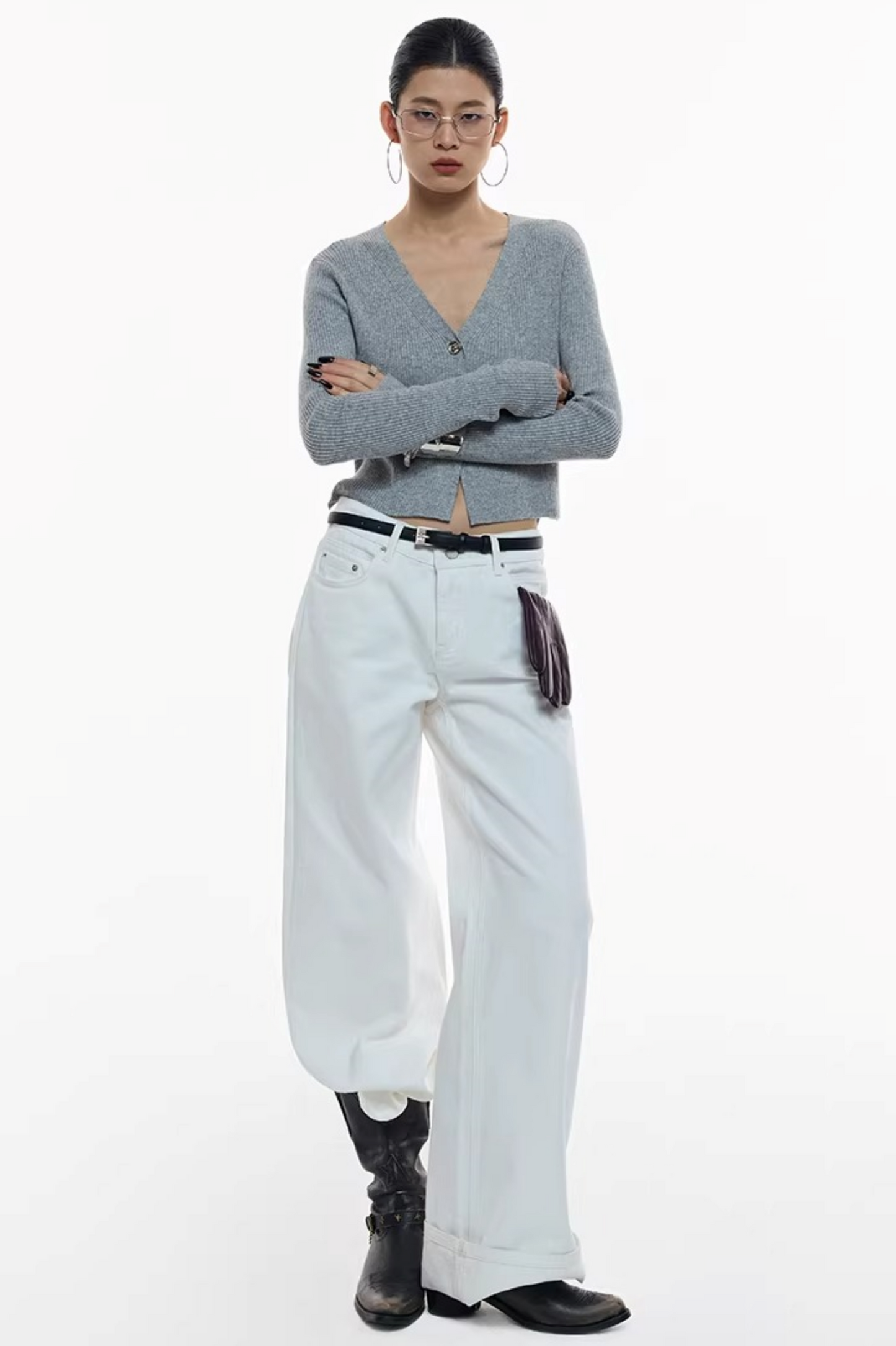Gray Wool Blend Cardigan
