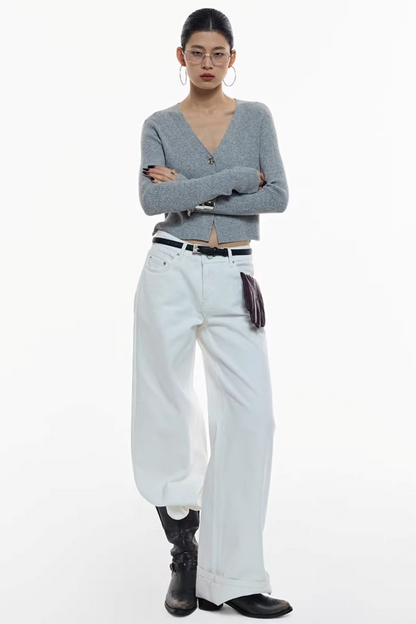 Gray Wool Blend Cardigan