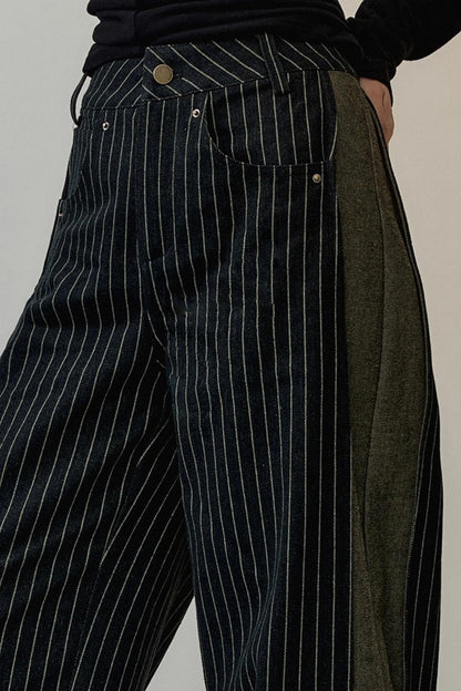 Striped Patchwork Banana Pants