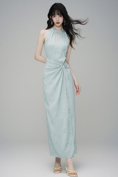 Elegant Sleeveless Jacquard Maxi Dress