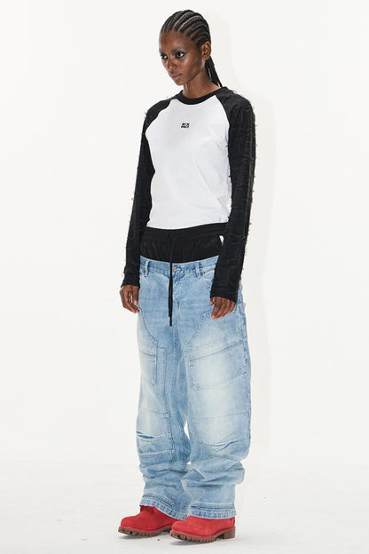 Double-Waist Denim Pants
