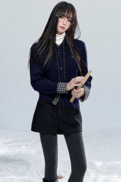 Plaid Patchwork Hooded Top