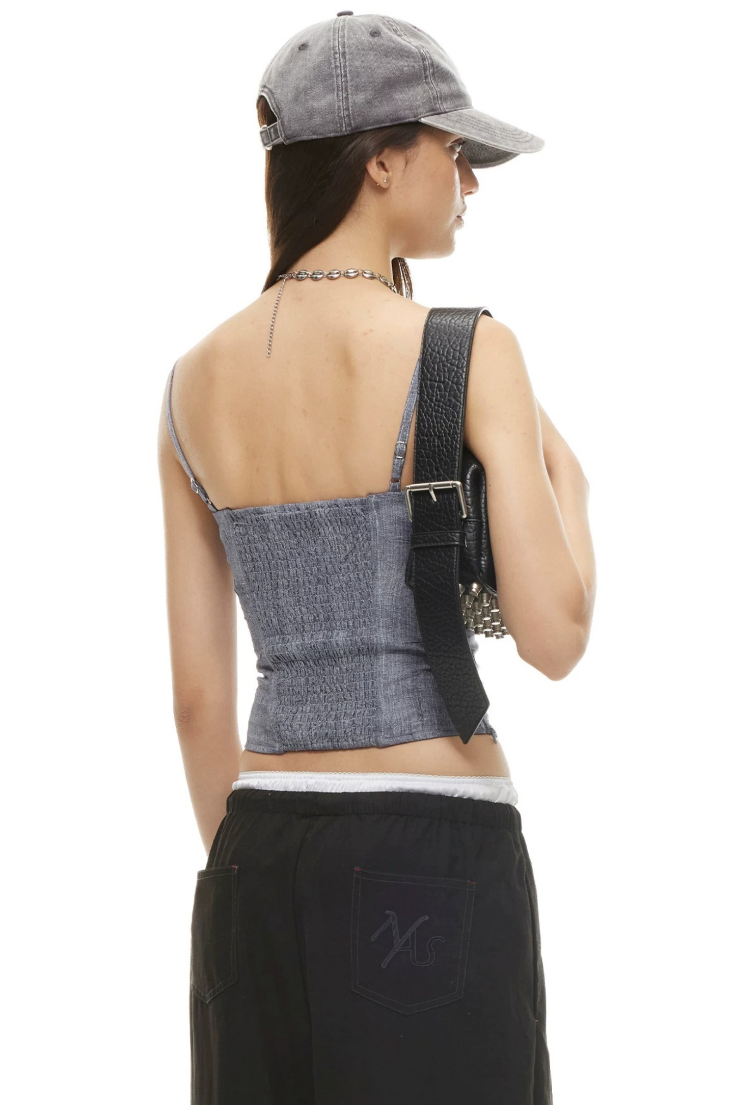 Denim Pleated Camisole Top