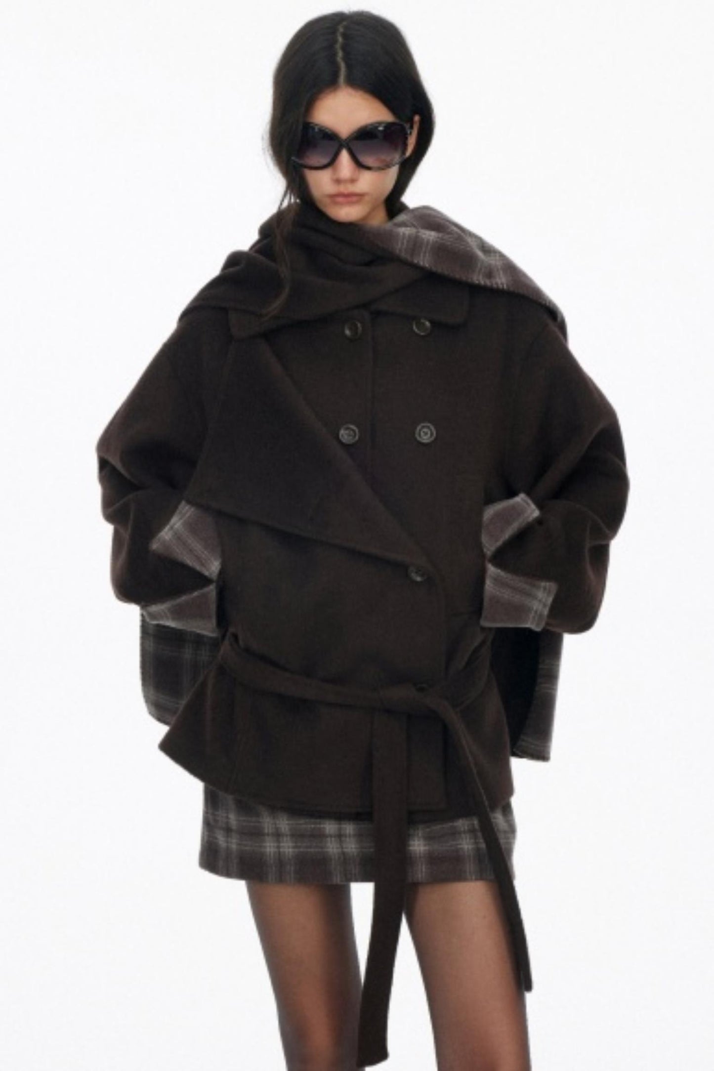 Lapel Asymmetrical Wool Coat Set-Up