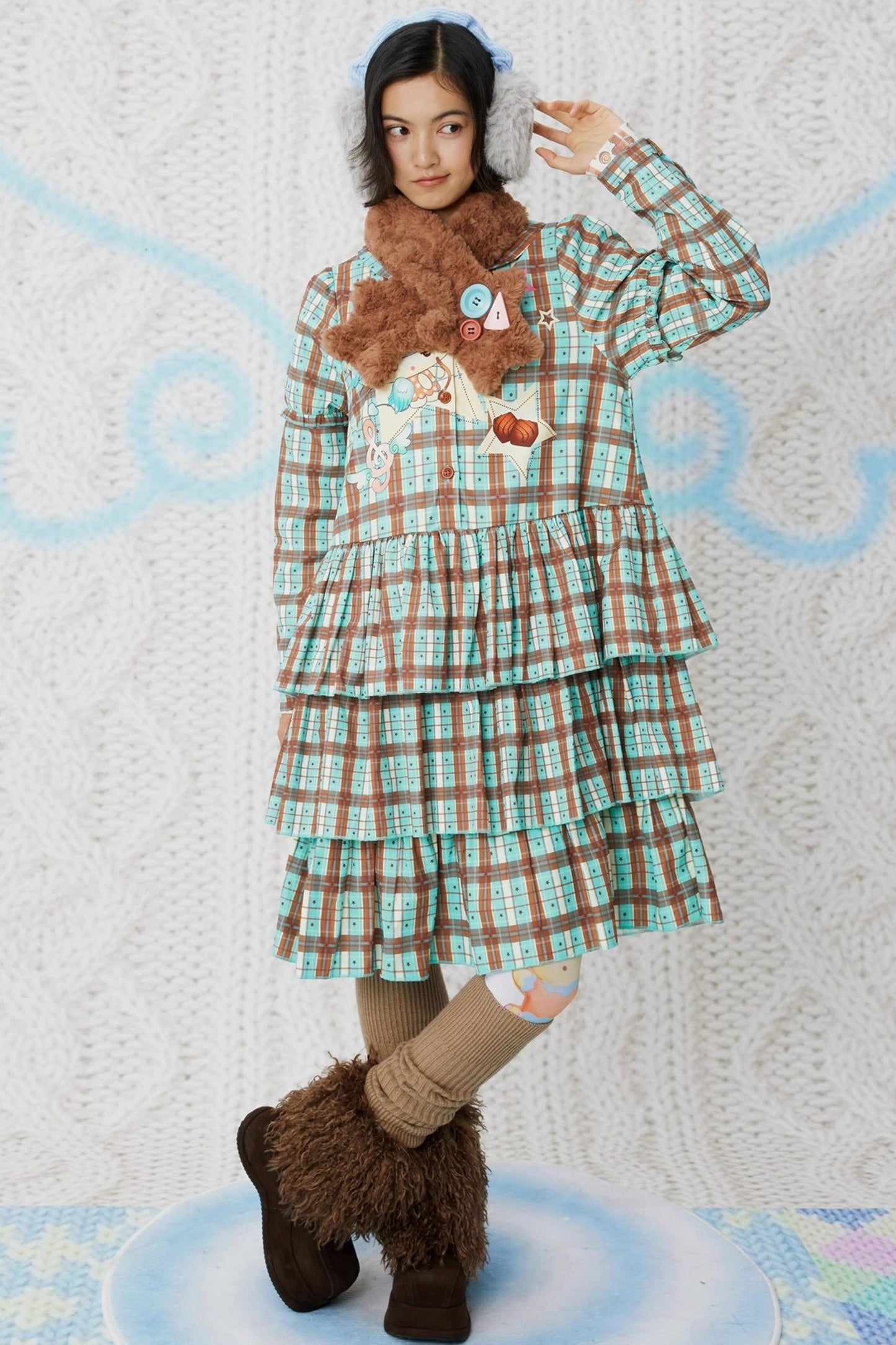 Y2K Plush Two-Tone Scarf