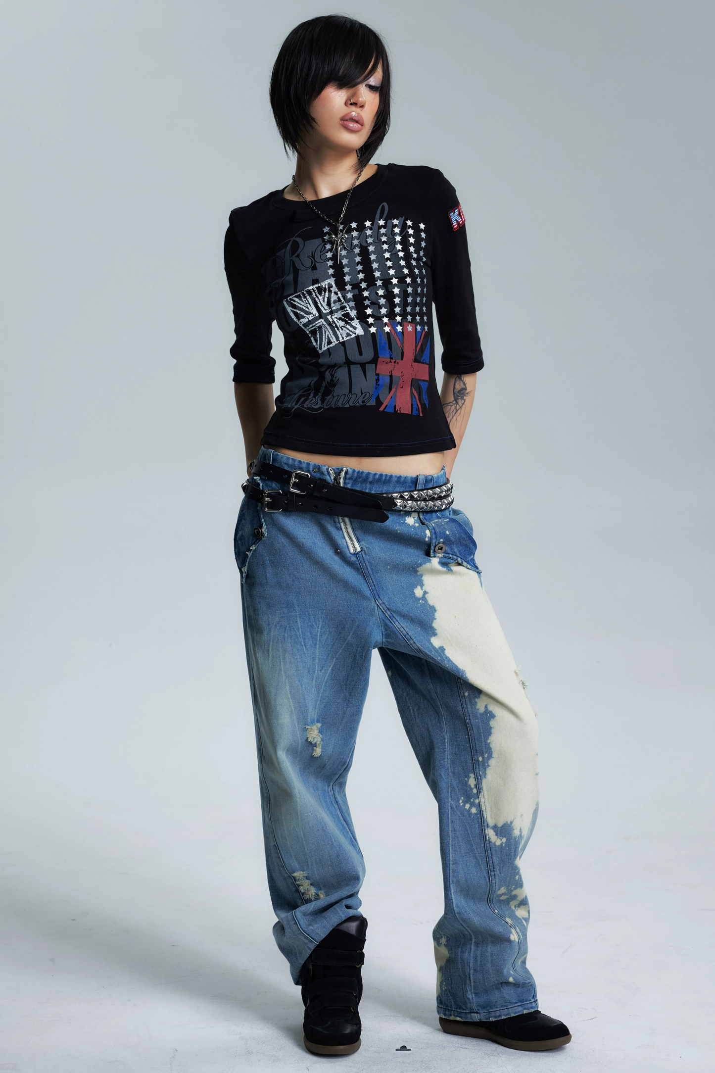 Asymmetrical Neckline Printed Top