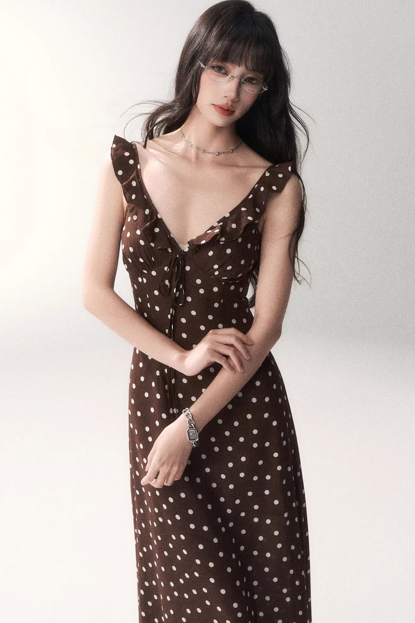 Brown Polka Dot Summer Dress