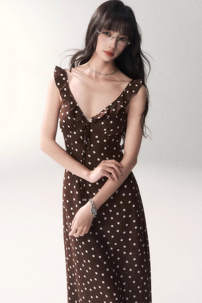 Brown Polka Dot Summer Dress