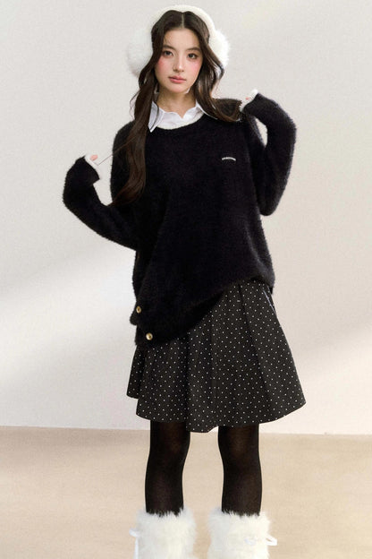 Metal Button Knit Pullover Top