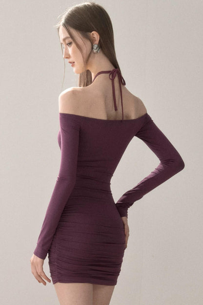 Elastic Off-Shoulder Bodycon Dress