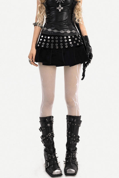 Gothic Metallic Pleated Skirt