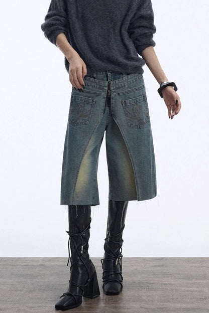 Distressed Denim Shorts