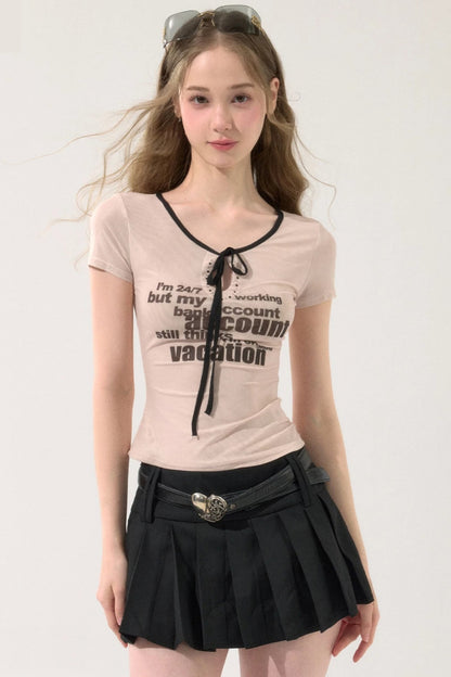 Retro Pleated Short Skirt