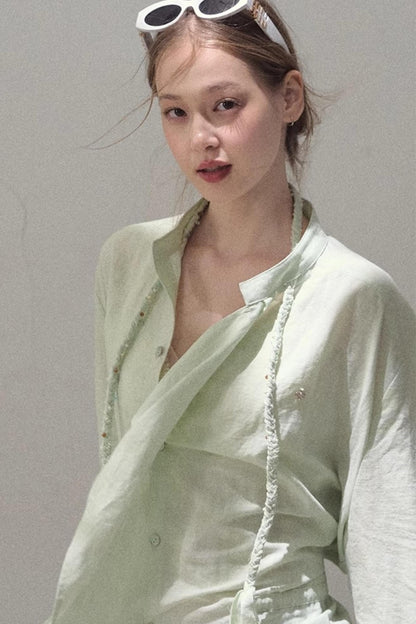 Eco-Luxe Striped Beaded Shirt