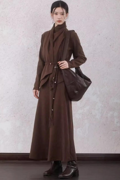 Chestnut Brown Knitted Sweater Set-Up