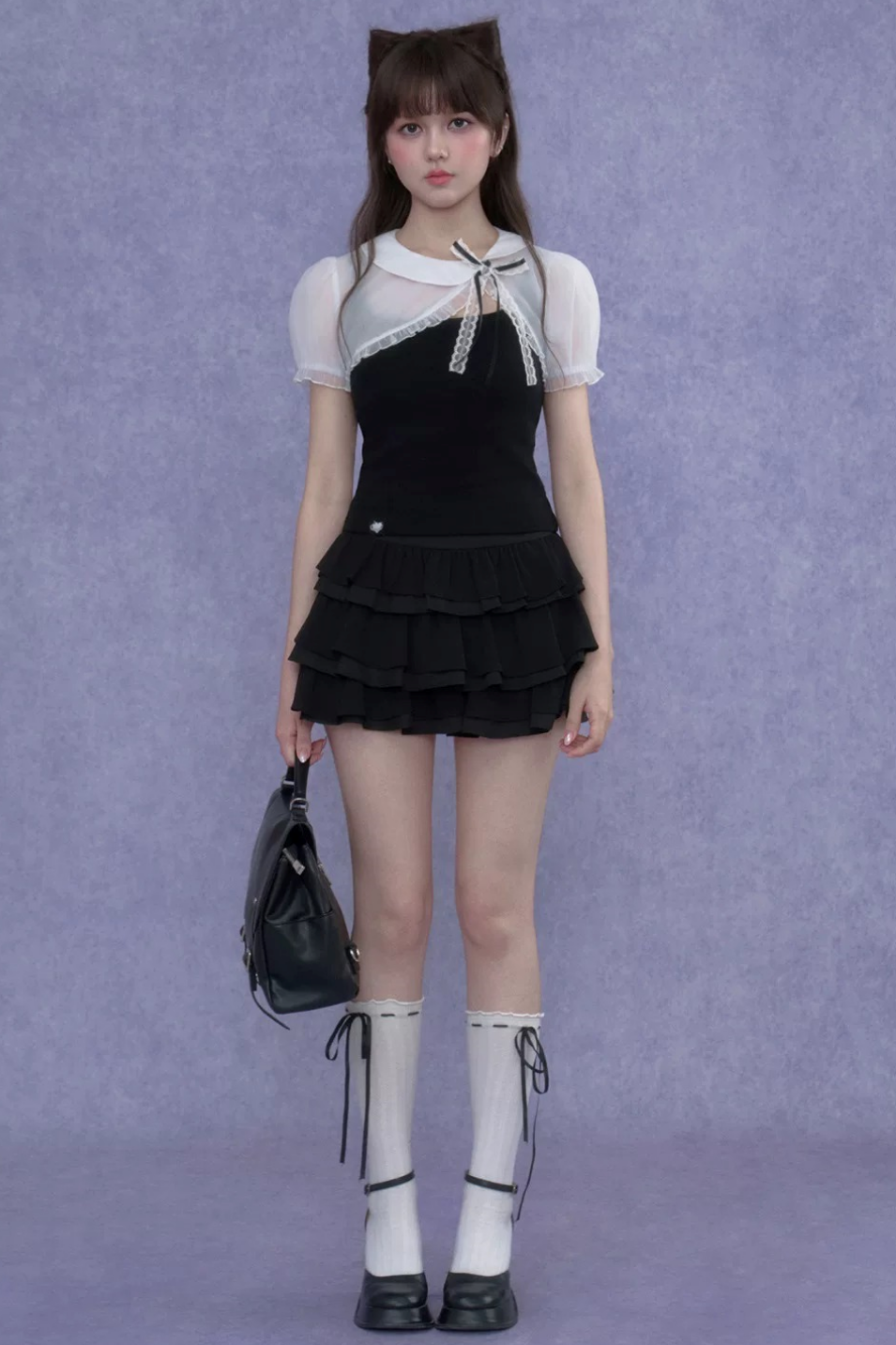 Two-Tone Puff Sleeve Top Set-Up