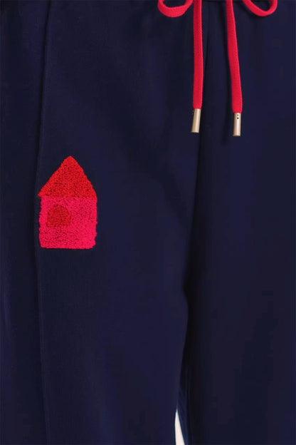 Color-Blocking Embroidery Sweatpants