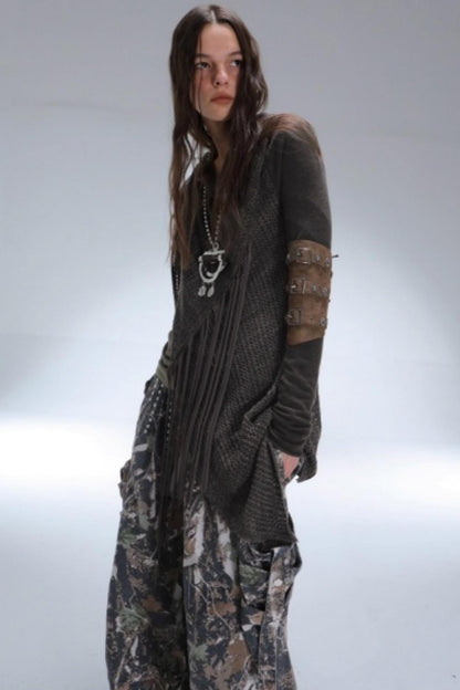 Bohemian Wool Fringed Cardigan