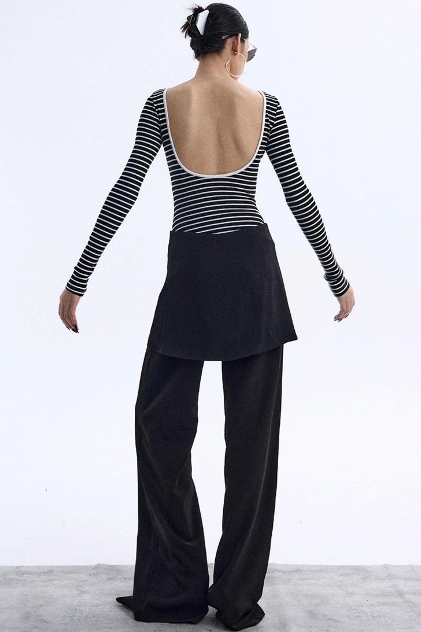 Striped Backless Jumpsuit Design Top