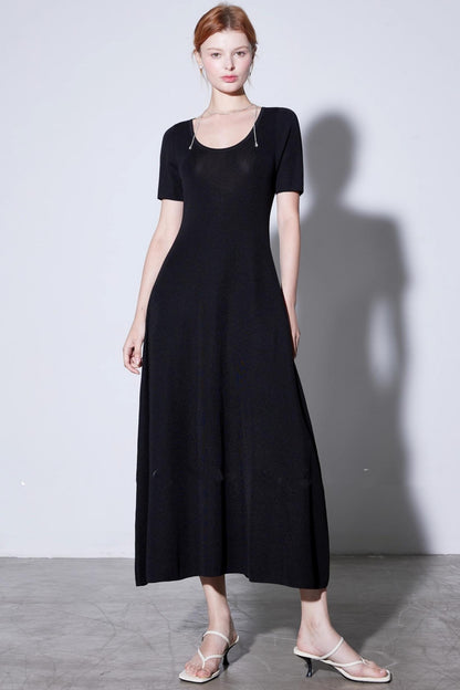 Silk U-neck Knit Dress