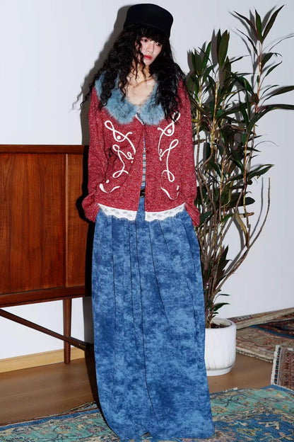 Retro Lace Knitted Cardigan