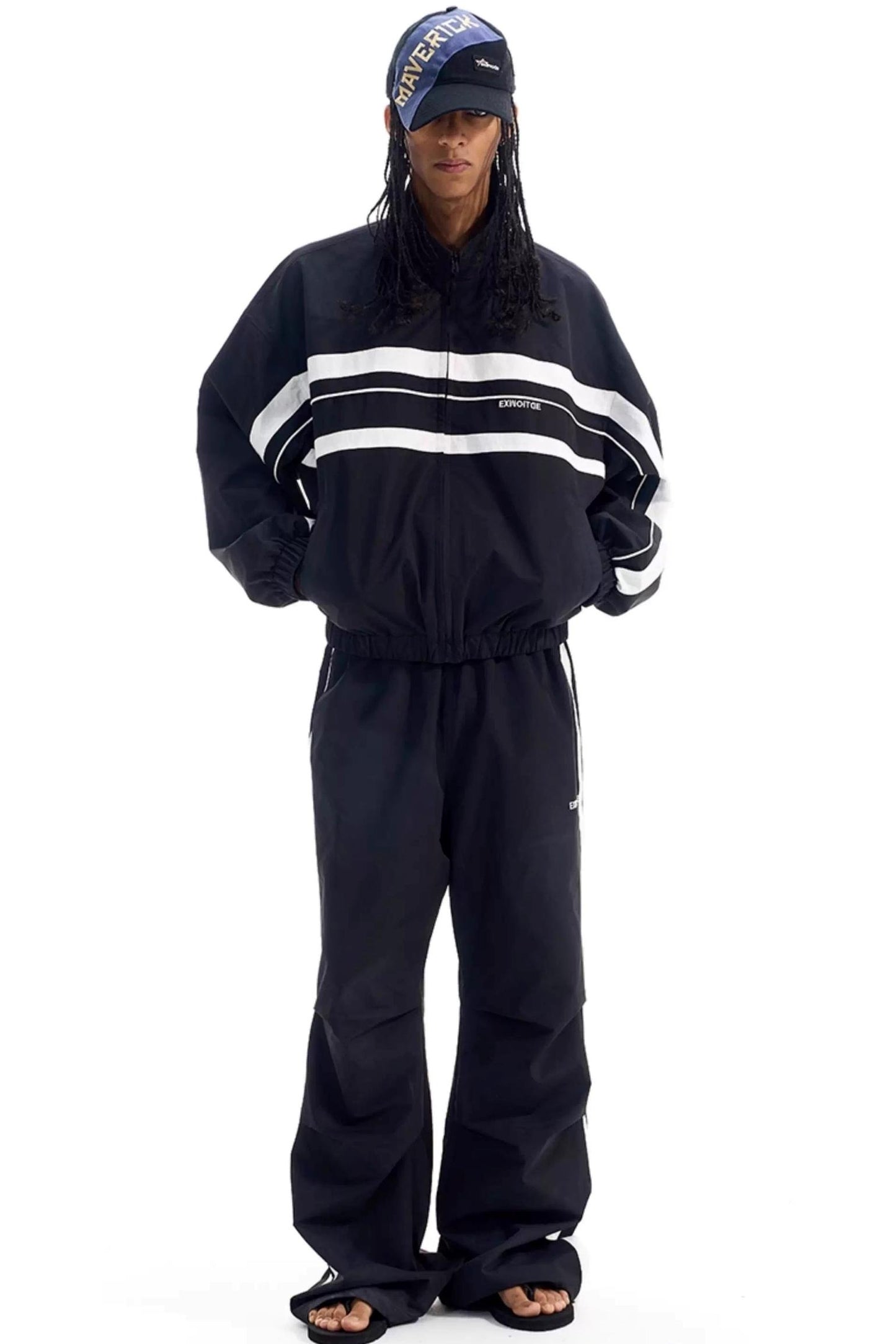 Color-Blocked Distressed Sports Jacket