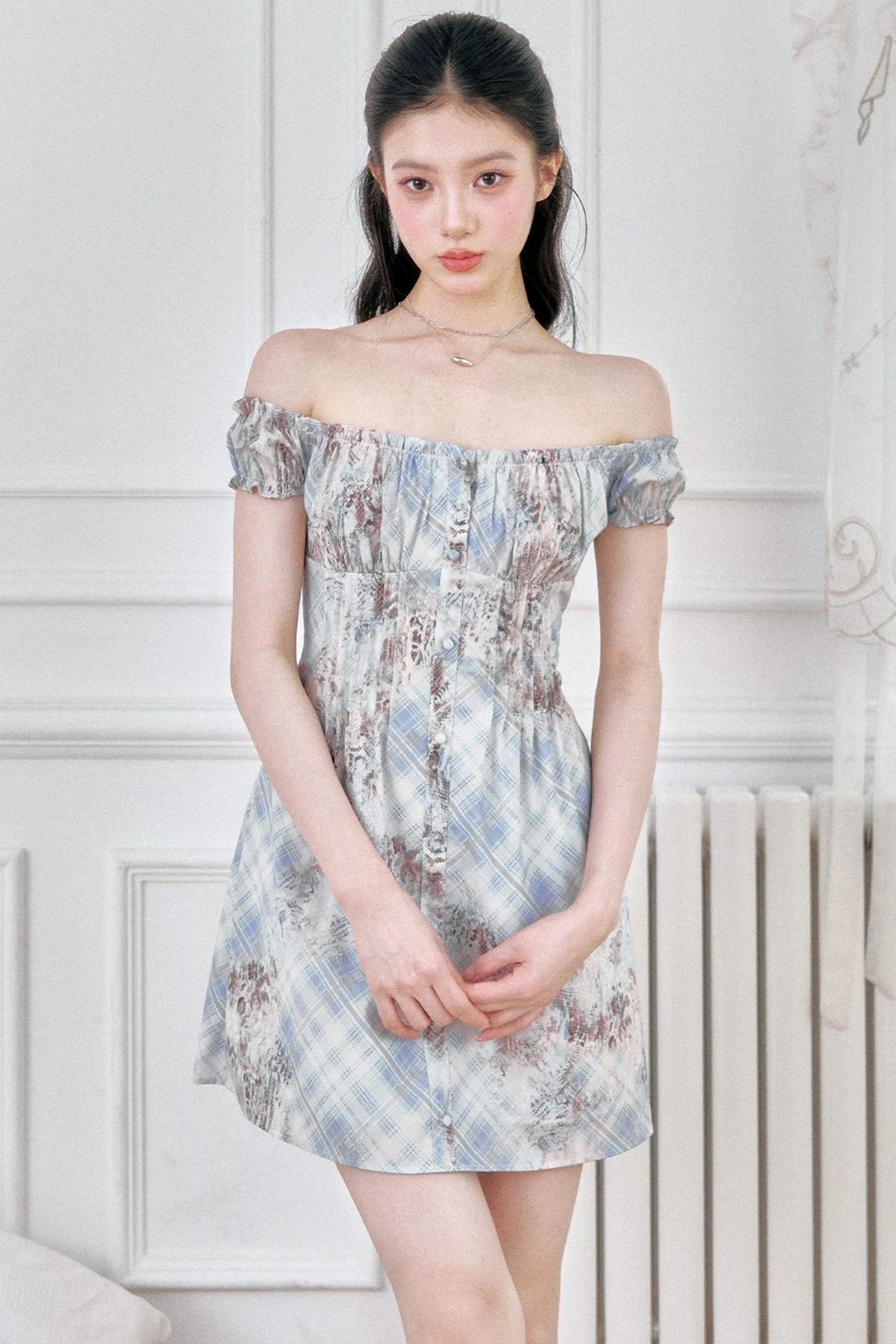 Retro French Plaid A-Line Dress