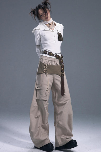 Vintage Lace-Up Cargo Pants