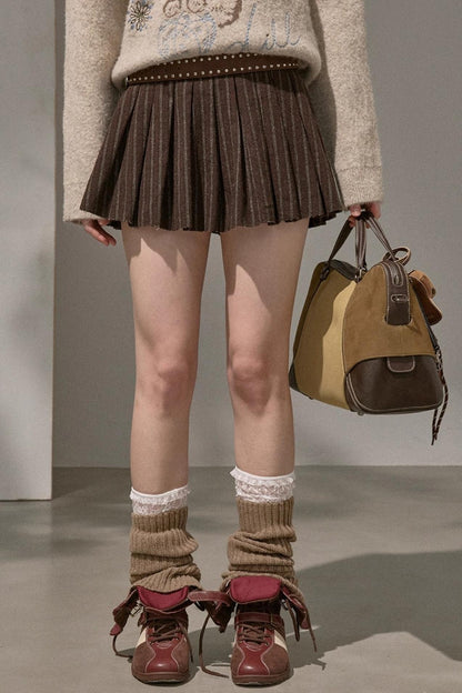 Winter Tweed Pleated Puffy Skirt