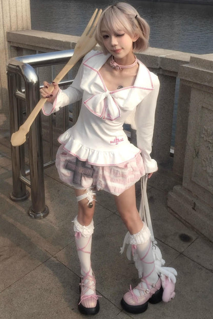 White Slim Square Neck Lace Top