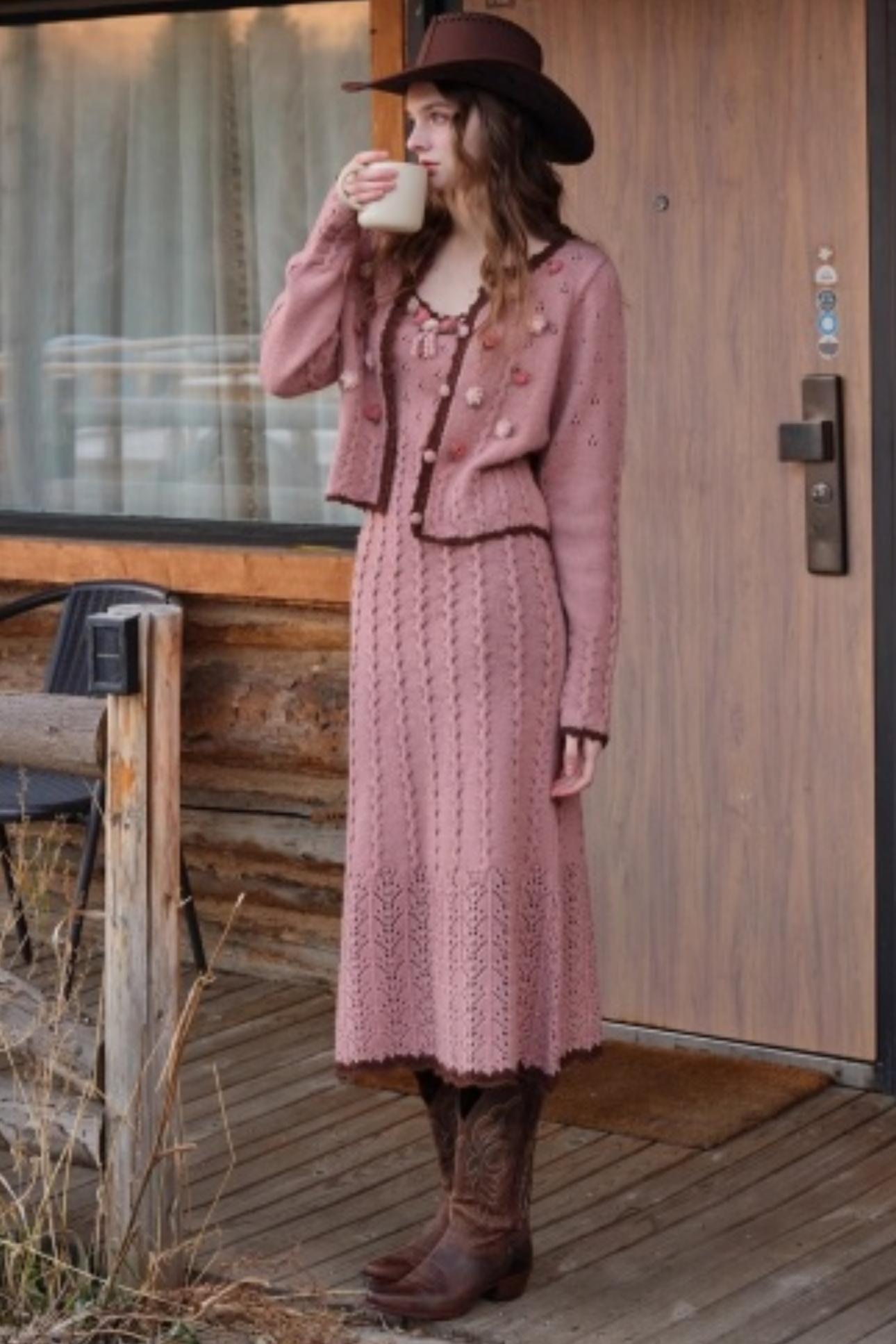 Juliet Retro Wool Knit Dress Set-Up