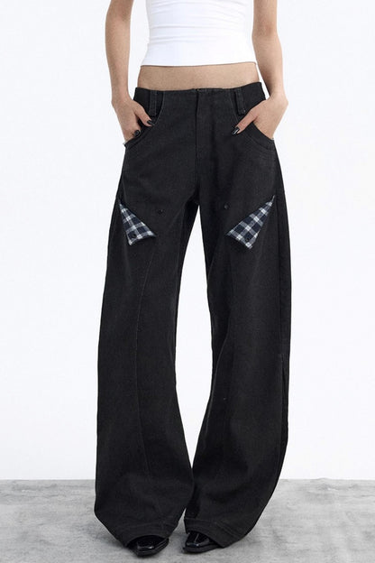 Deconstructed Matte Black Cargo Pants