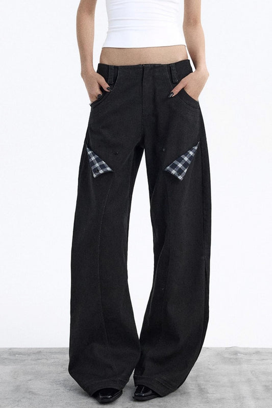 Deconstructed Matte Black Cargo Pants