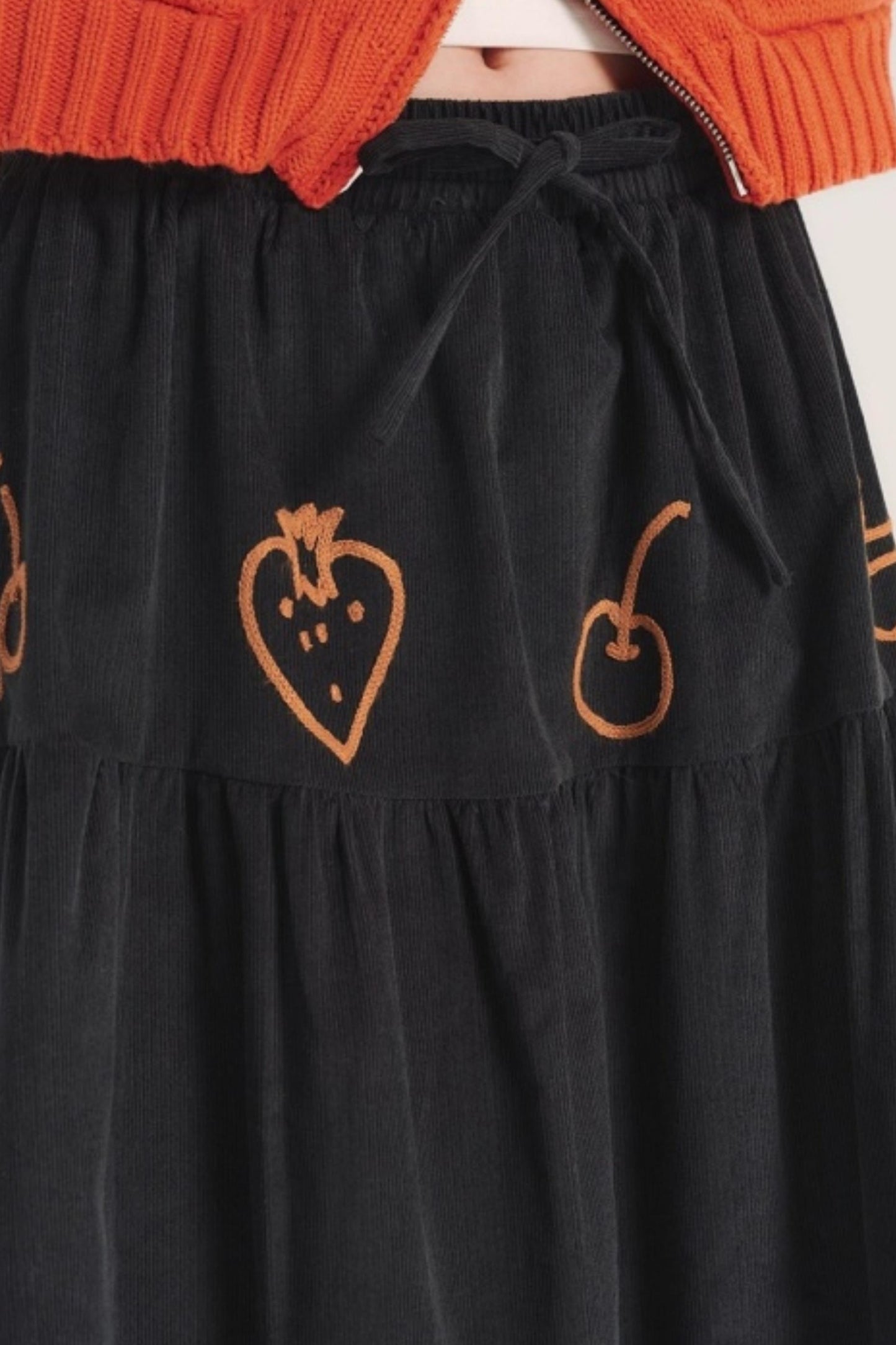 Hand-Painted Corduroy Skirt