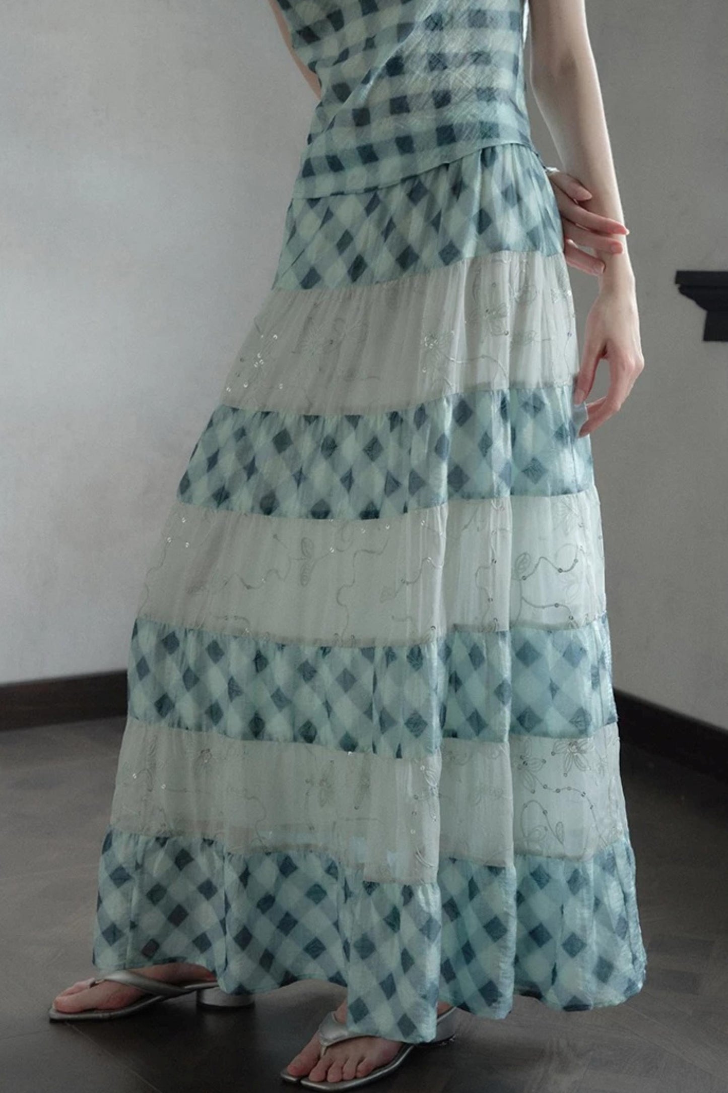 Moonfall Ice Blue Plaid Skirt