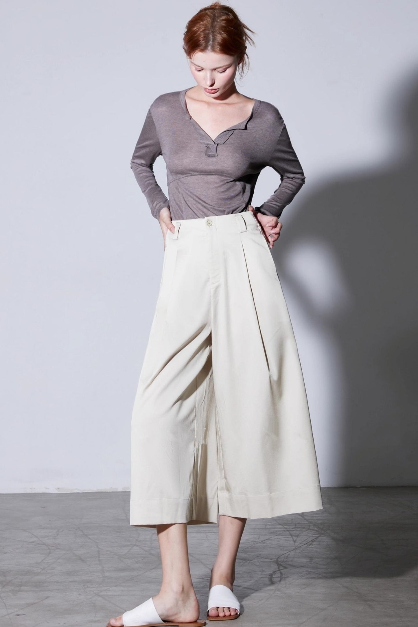 Cool Tencel High-waisted Wide-leg Pants