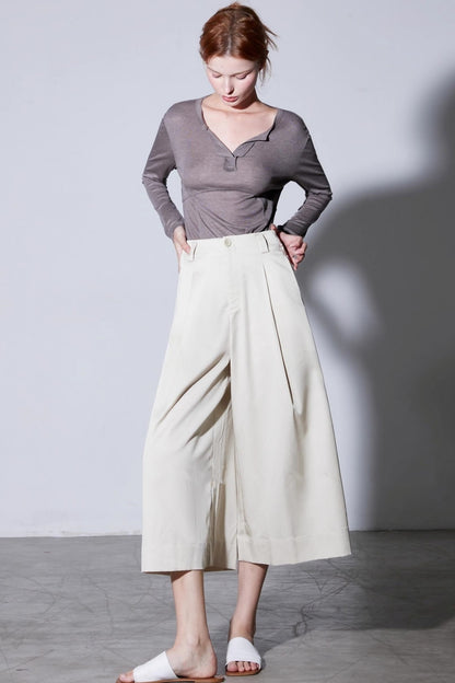 Cool Tencel High-waisted Wide-leg Pants