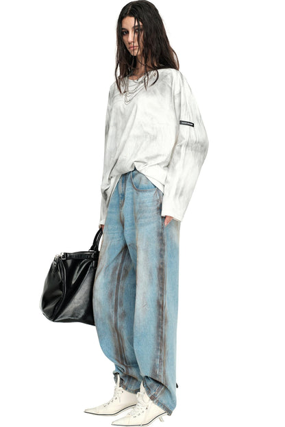 Distressed Straight Fit Pants