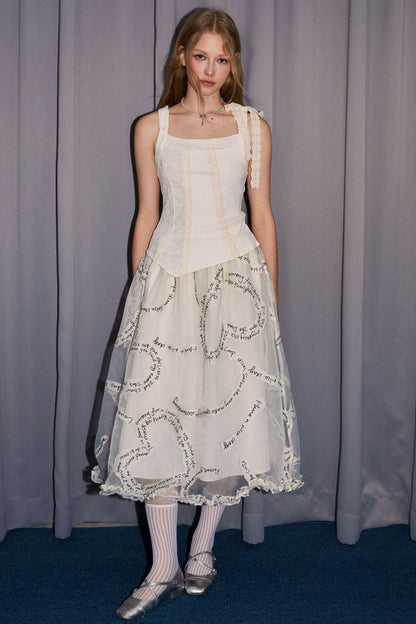 Lace Monogrammed Bustier Skirt