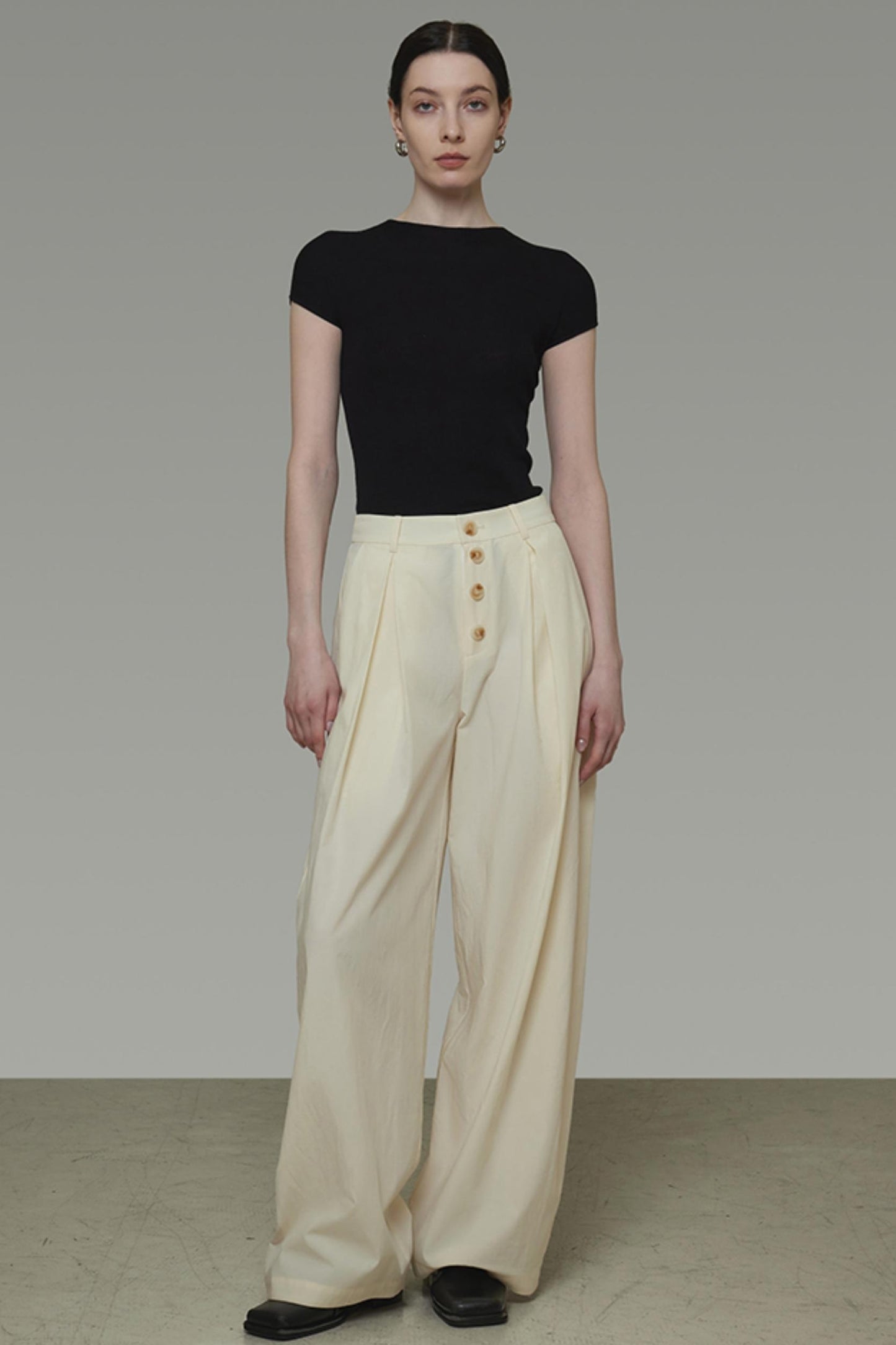 Beige Wide-Leg Trousers