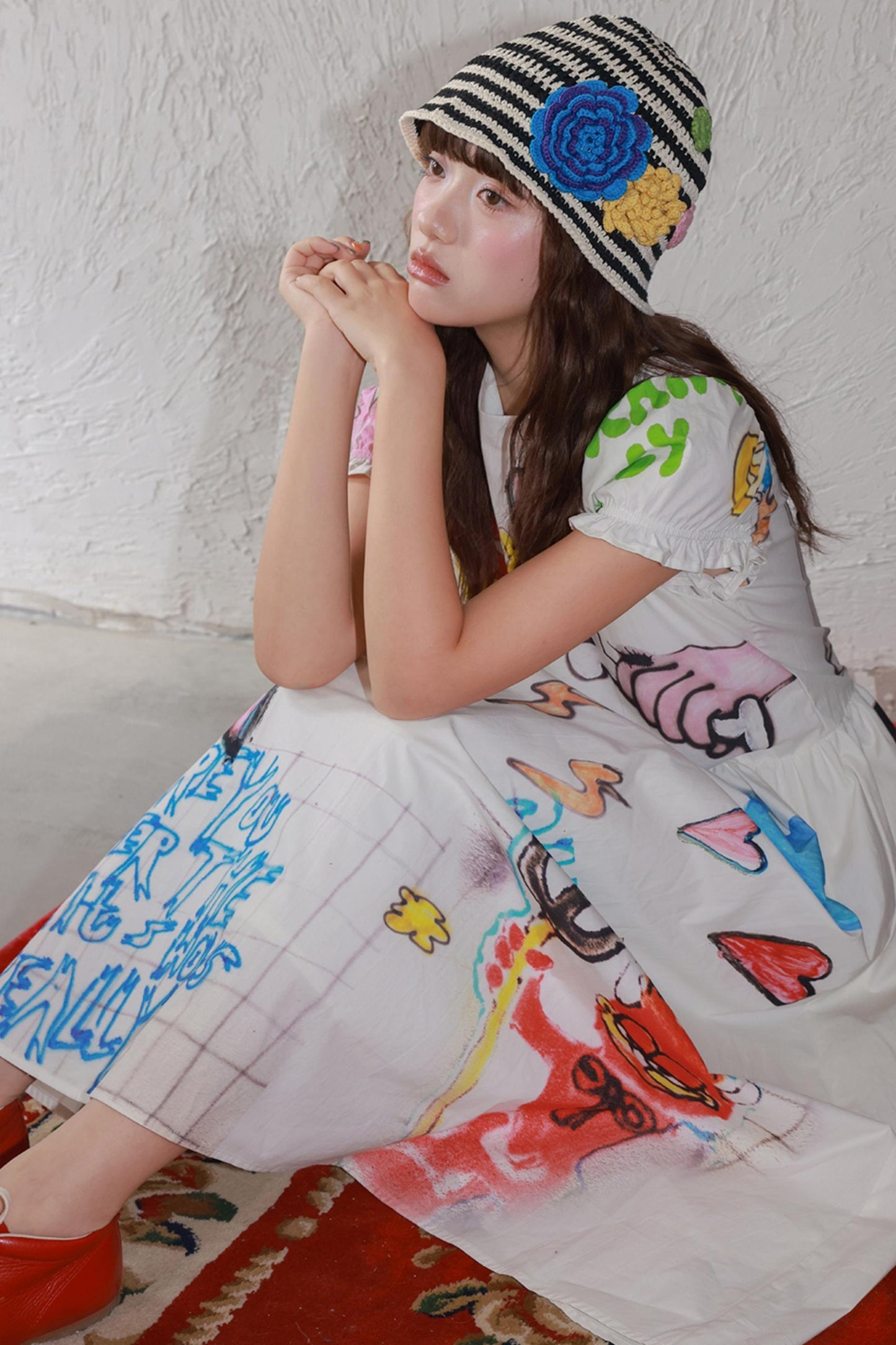 Striped Flower Crochet Hat