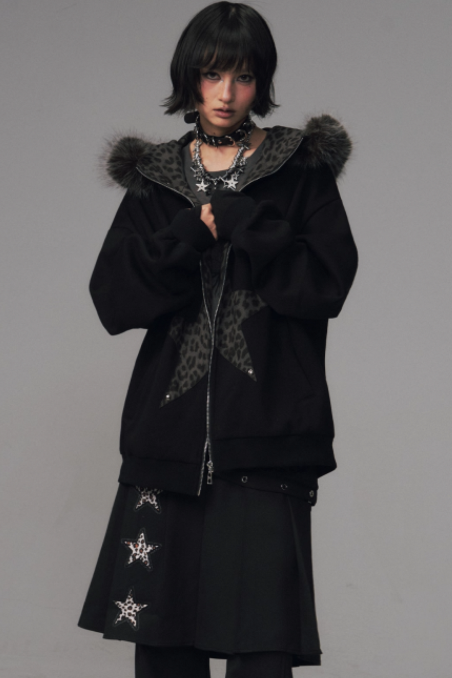 Cat-Ear Leopard Hooded Jacket