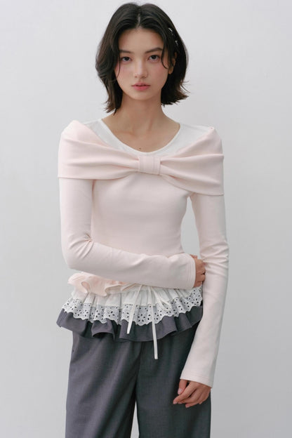 Cherry Blossom Bow Sleeve T-Shirt
