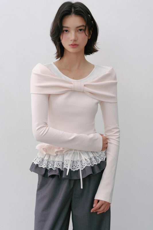 Cherry Blossom Bow Sleeve T-Shirt