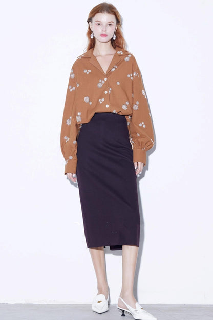 Alpaca Wool Midi Skirt