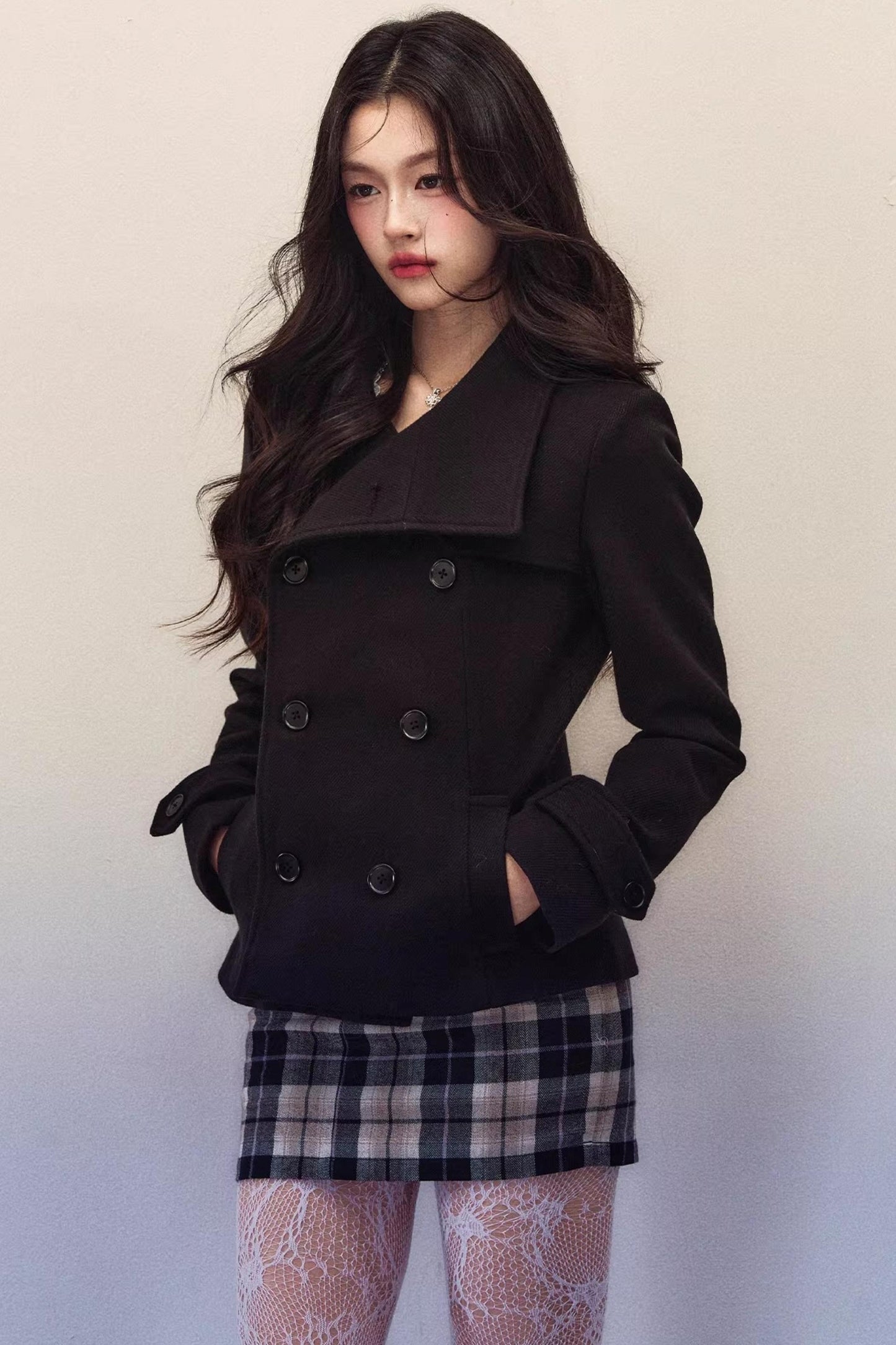 Double-Breasted Woolen Coat Set-Up