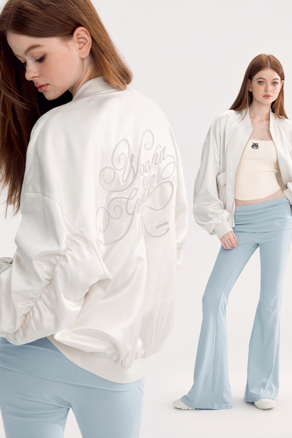 Loose Satin Baseball Style Jacket