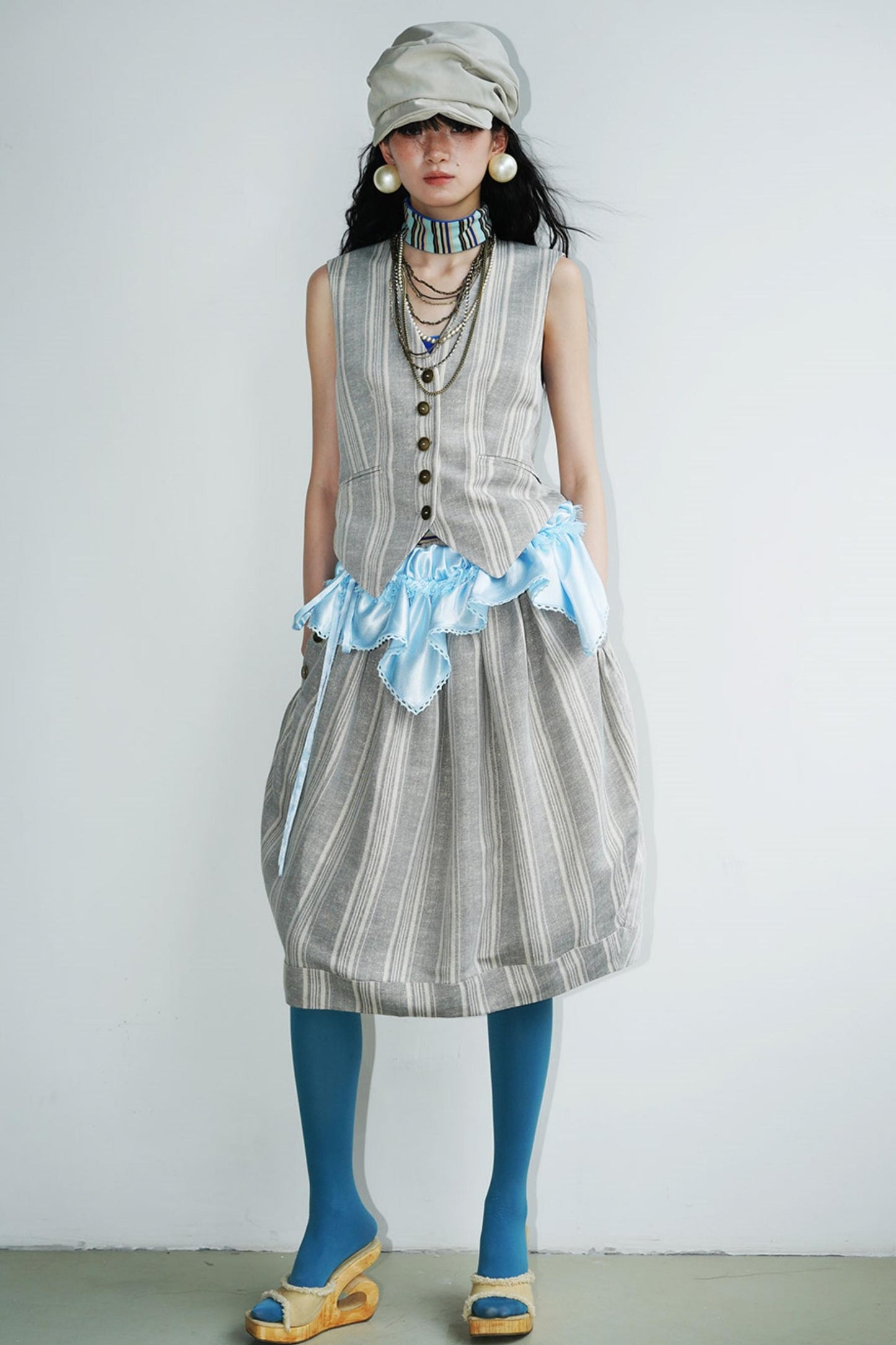 Slim Vintage Linen Layered Vest