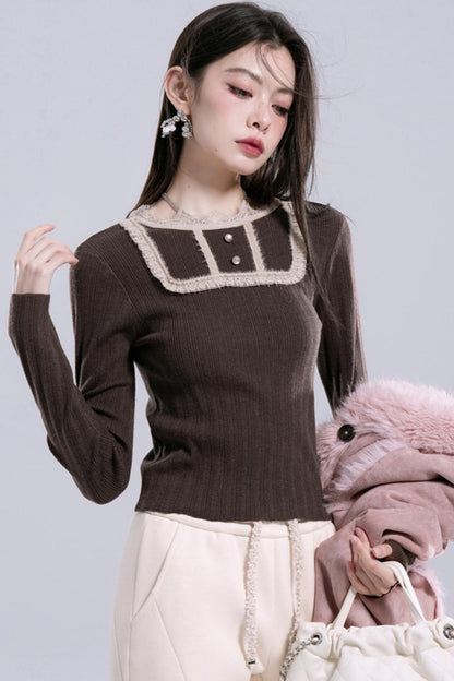 Layered Lace Wool Top