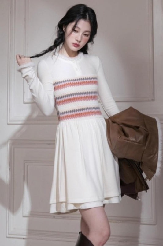Frosted Milk Apricot Knitted Dress